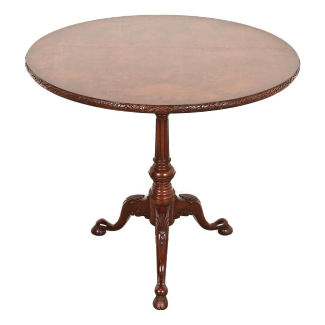 Smith & Watson Georgian Mahogany and Burl Wood Pedestal Tea Table For Sale