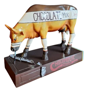 Resin Cow Parade Chocolate Milk Sculpture, USA, 2000s