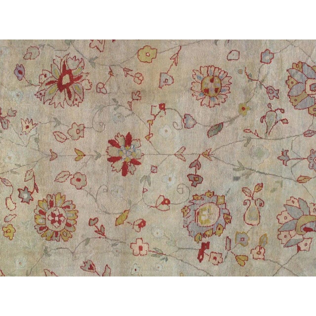 Late 19th Century Antique Persian Sultanabad Handmade Oriental Light Blue, Ivory & Red Rug For Sale - Image 5 of 5