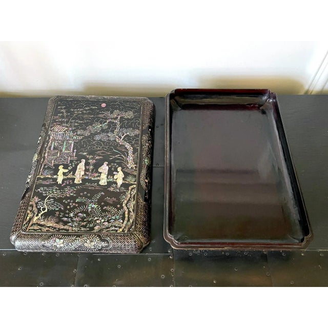 Antique Japanese Ryukyu Island Lacquer & Inlay Box For Sale - Image 4 of 13