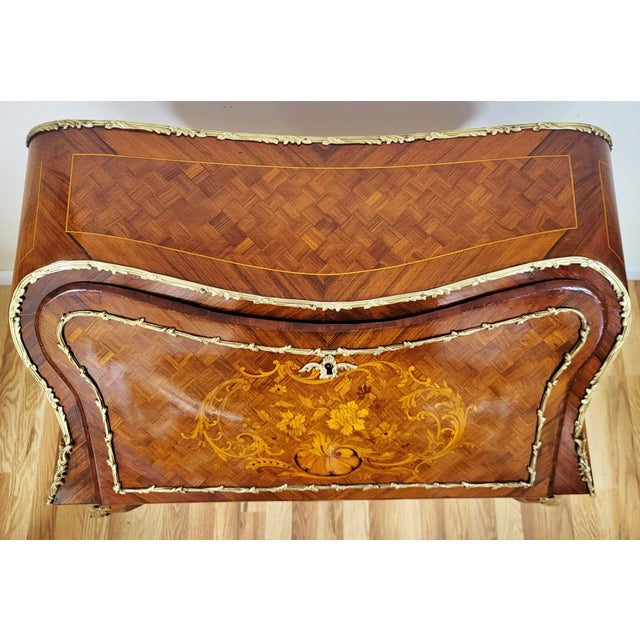 French 19th C Louis XV Rosewood & Satinwood Fitted Slant Front Lady's Desk For Sale - Image 15 of 18