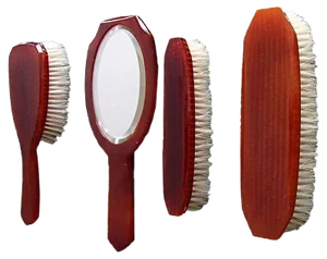 Bakelite Barber Set with Mirror, Hairbrush and Two Clothes Brushes, 1950s, Set of 4