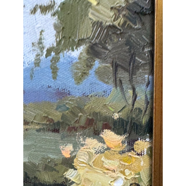 Vintage Giltwood Sunny Day on Open Road Canvas Oil on Painting, Signed For Sale - Image 4 of 12
