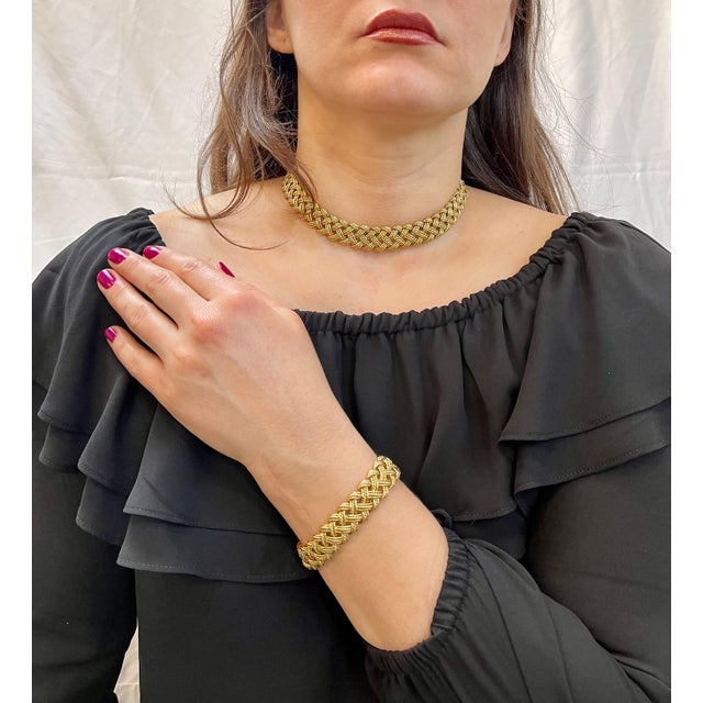 Late 20th Century Bocheron Two-Piece Necklace and Bangle Set in 18 Karat Yellow Gold 165 Grams For Sale - Image 13 of 18