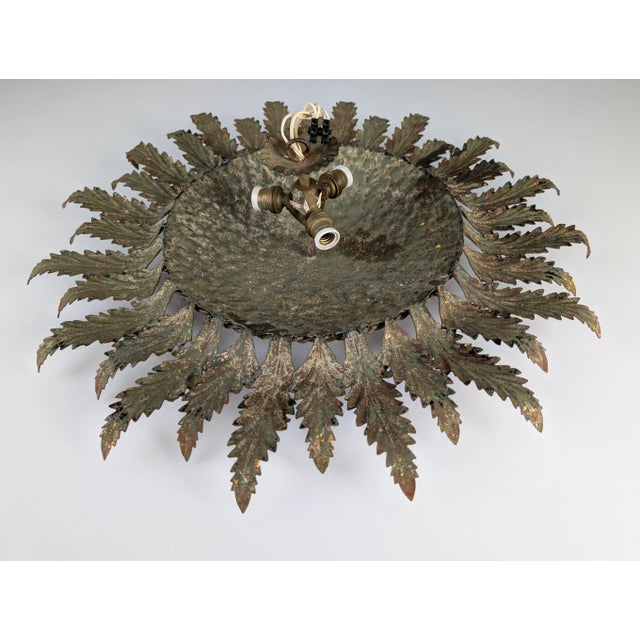 1950s Golden Sun Ceiling with Leaf Rays, 1950s For Sale - Image 5 of 8