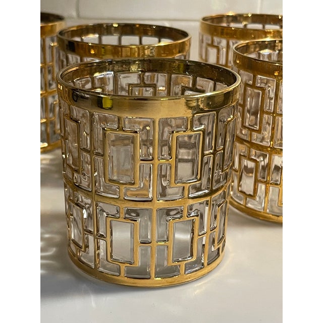 Vintage Imperial Glass Co “Shoji” Trellis Old Fashioned Whiskey Set of 6 For Sale - Image 4 of 4