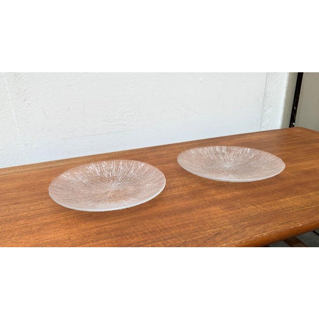 Vintage Scandianvian Tree Bark Glass Plates, Set of 2, in Very Good conditions. Designed 1970 to 1979