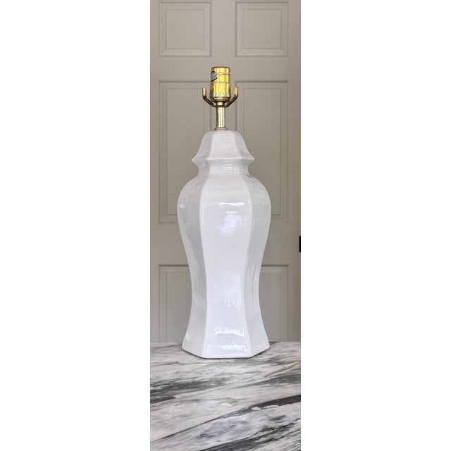 Ceramic Vintage Blanc De Chine Ginger Jar Lamp For Sale - Image 7 of 11