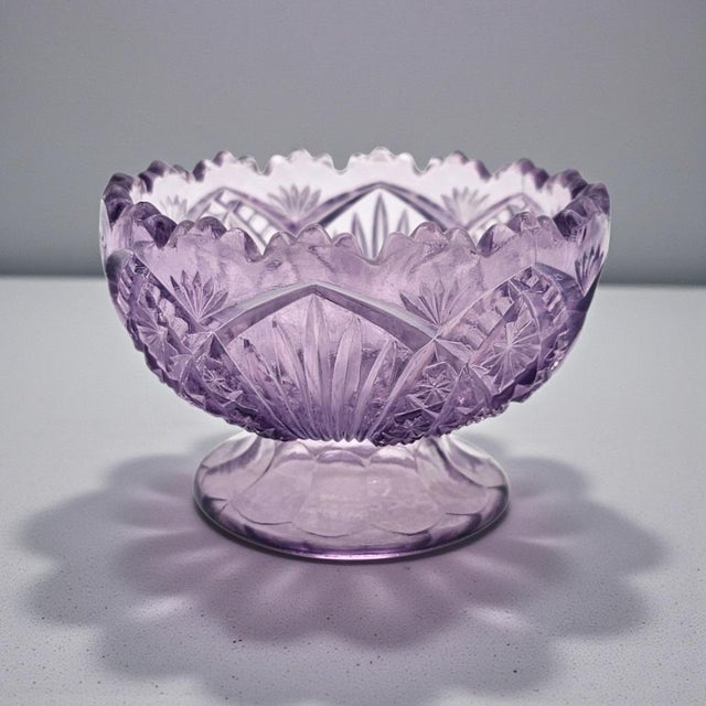 Victorian Eapg Sun Purple Salesman Sample Punch Bowl, 3.5" (Bryce Higbee, 1905) For Sale - Image 3 of 11