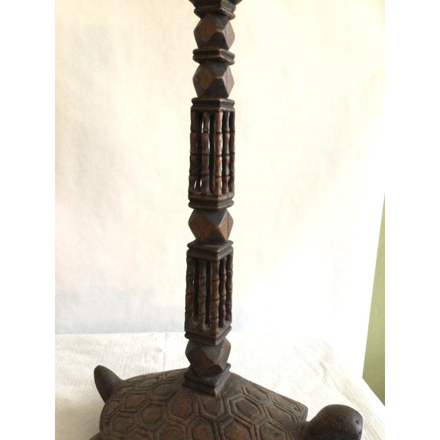 Chocolate 1960s Hand-Carved Wood Turtle Candlestick For Sale - Image 8 of 10