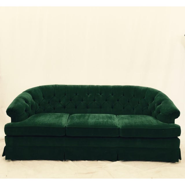 Vintage Tufted Back Green Velvet Sofa Chairish
