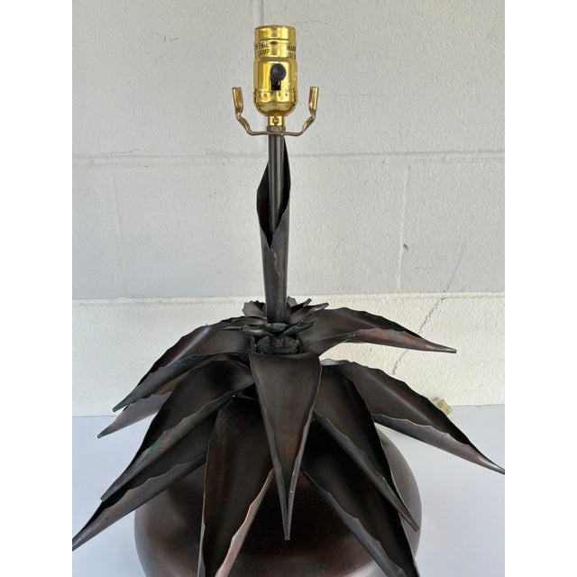2010s Agave Metal Sculpture Lamp Aged Bronze Finish For Sale - Image 5 of 5