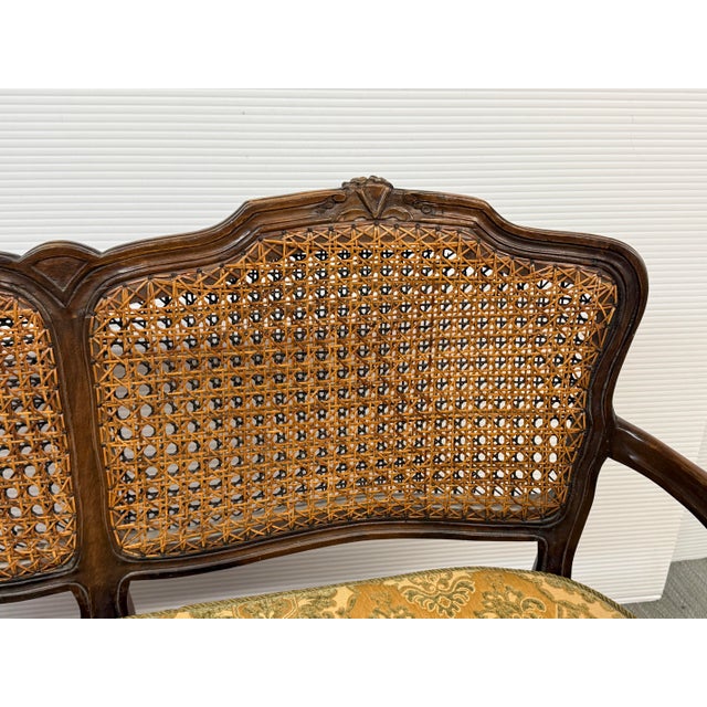 20th Century French Cane Back Sofa Bench For Sale - Image 11 of 12