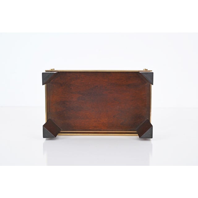 Mid-Century Brass and Walnut Pocket Emptier attributed to Tommaso Barbi, Italy, 1970s For Sale - Image 12 of 15