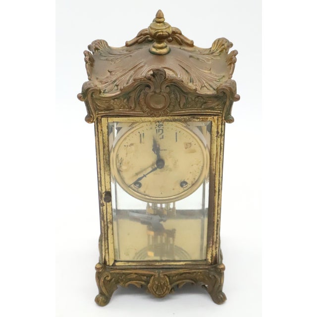 Metal Antique New Haven Clock Co. Regulator Clock With Key For Sale - Image 7 of 13