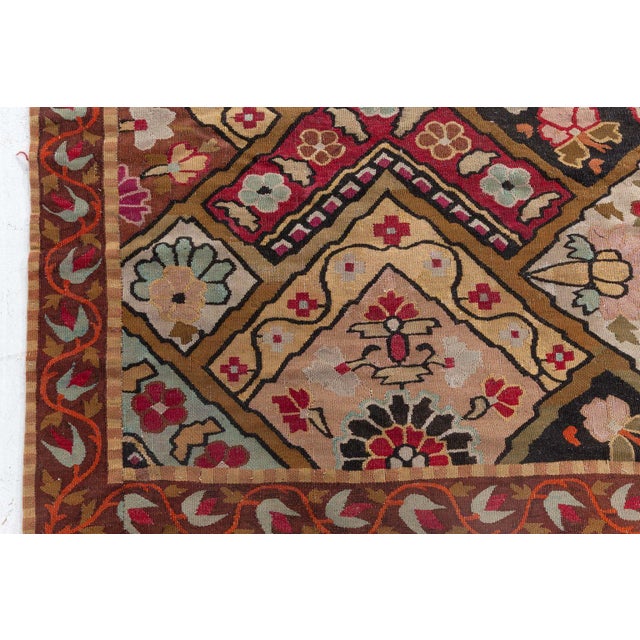 French Antique French Aubusson Rug  Botanical Garden Motif For Sale - Image 3 of 4