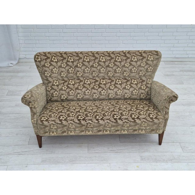 Danish 2 Seater Sofa in Velour by Fritz Hansen, 1950s For Sale - Image 6 of 18