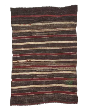 Vintage Turkish Burgundy & Gray Striped Kilim Rug - 6′2″ × 9′3″