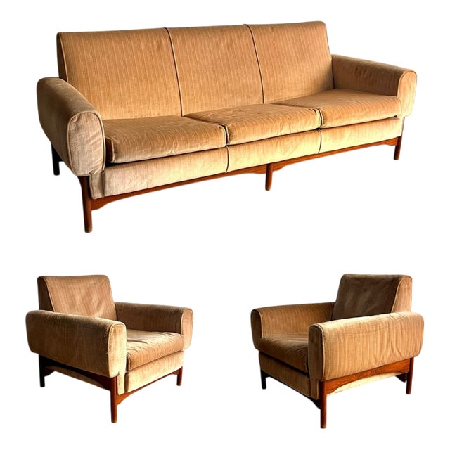 Kiushu 3-Seater Sofa and Armchairs from Fratelli Saporiti, Italy, 1960s, Set of 3 For Sale