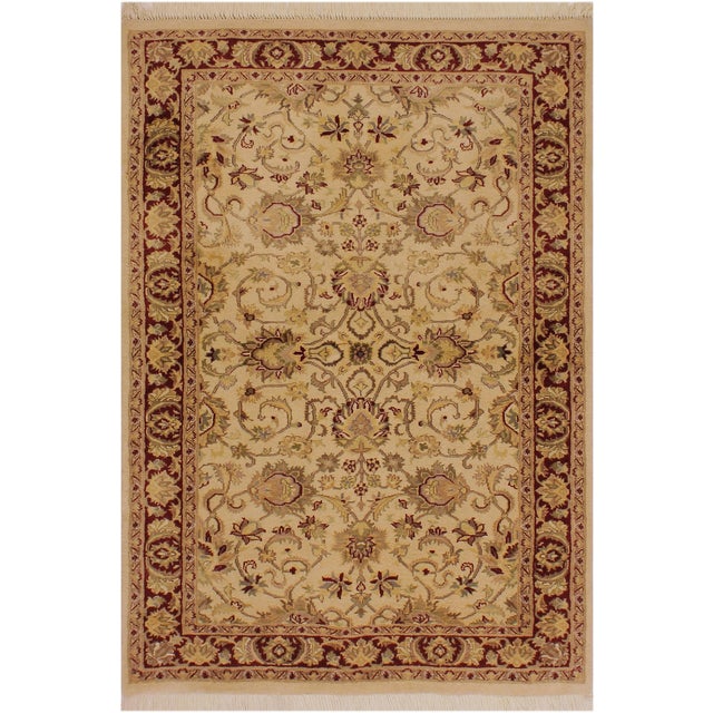 Shabby Chic 1990's Kashan Pak-Persian Beige/Red Wool Rug - 3'2'' X 5'3'' For Sale - Image 9 of 9