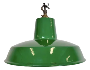 Industrial Green Enamel Factory Pendant Lamp, 1960s