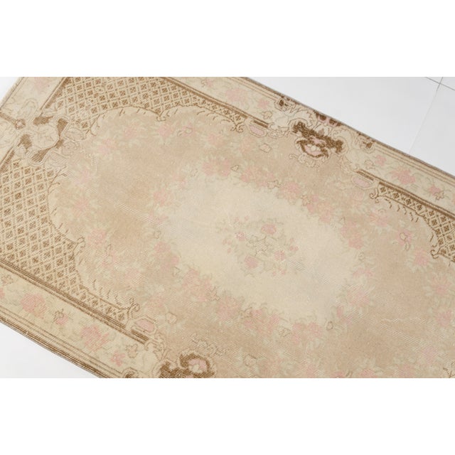 Tan 1960s Hand-Knotted Turkish Accent Rug For Sale - Image 8 of 10