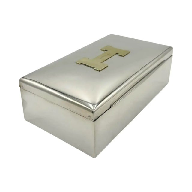 Mid 20th Century Mid 20th Century Vintage Hermes Paris H Box Jewelry Trinket Silverplate For Sale - Image 5 of 12