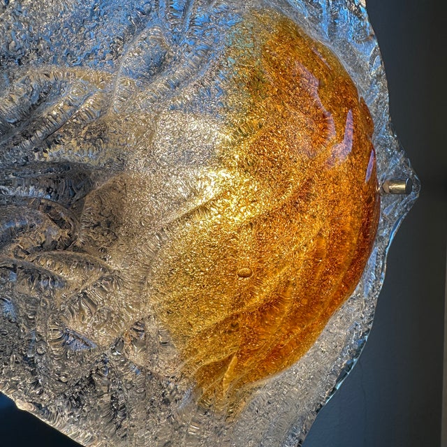 Orange Mid-Century Italian Murano Glass Flush Mount attributed to Mazzega, 1970s For Sale - Image 8 of 17