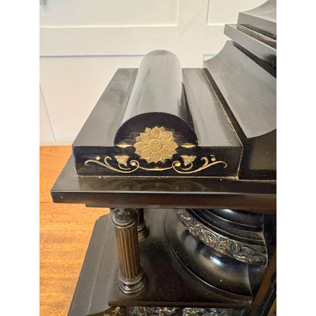 Large Antique Victorian Marble Mantel Clock from Philippes, 1860 For Sale - Image 12 of 15