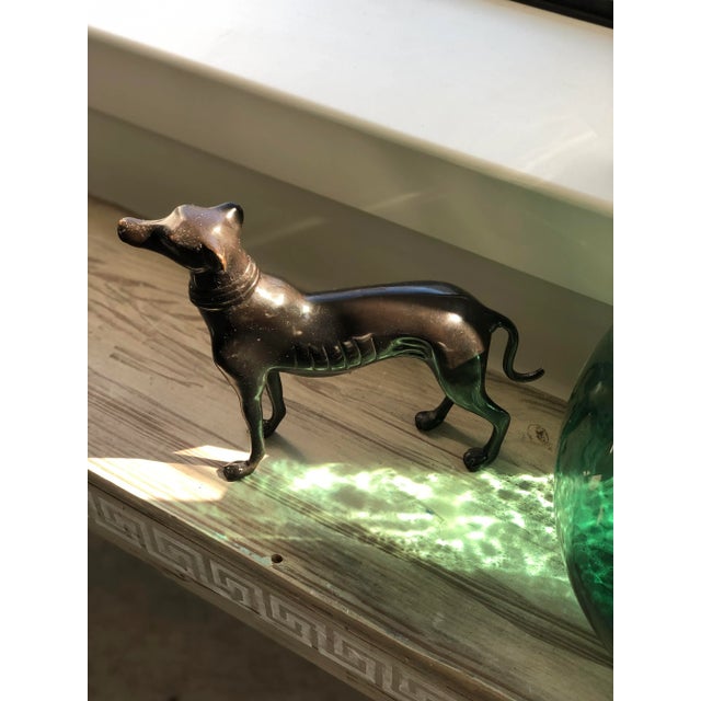 Late 20th Century Bronze Greyhound Table Statue For Sale In Houston - Image 6 of 7