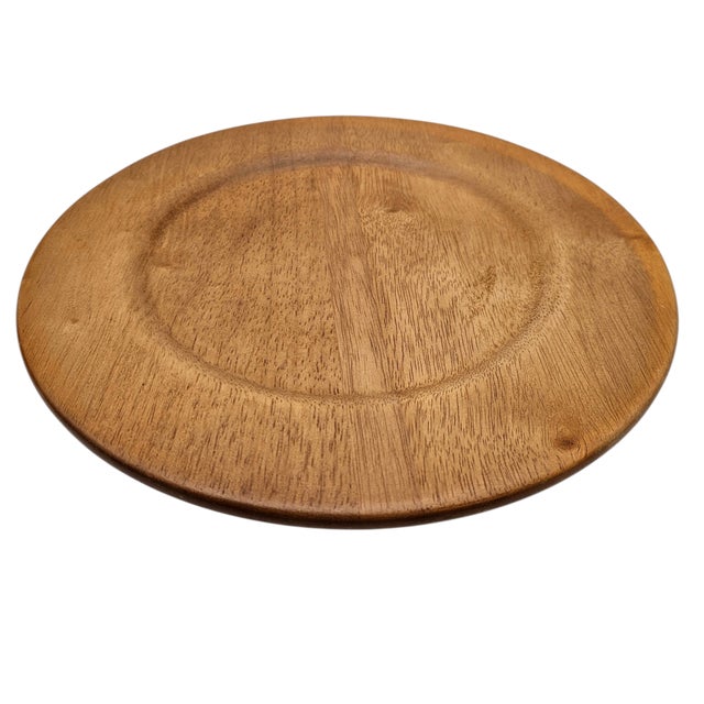 Blond Wood Hand Turned Charcuterie Cheese Platter Round 12.5in For Sale - Image 4 of 7
