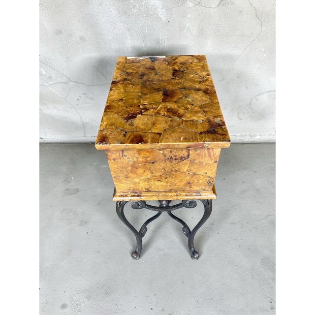 Brown Vintage Tessellated Horn Side Table on Iron Base, Hollywood Regency For Sale - Image 8 of 14