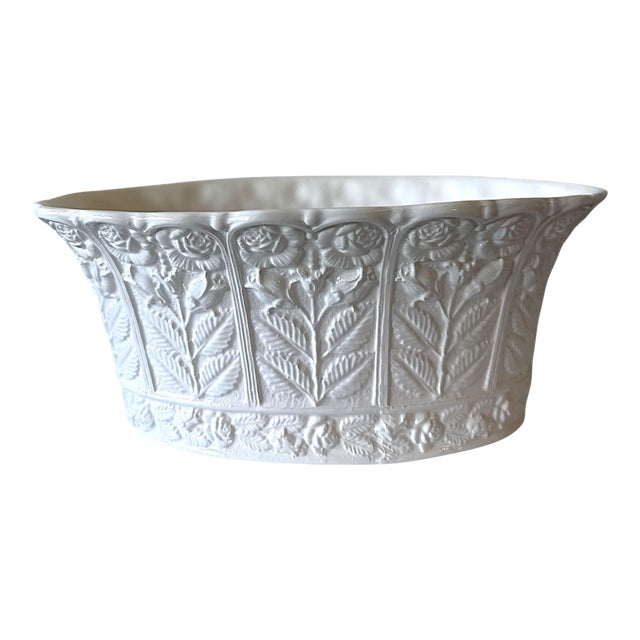 Late 20th Century Tiffany & Co. 'Made in Italy' Neoclassical Style White Ceramic Cachepot For Sale