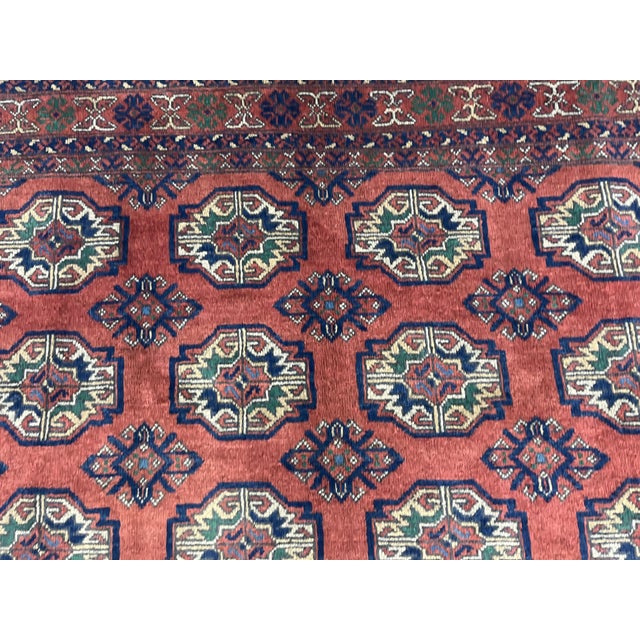 Red Turkmen Philpa Wool Area Rug, Tribal Geometric Medallion Design For Sale - Image 9 of 17
