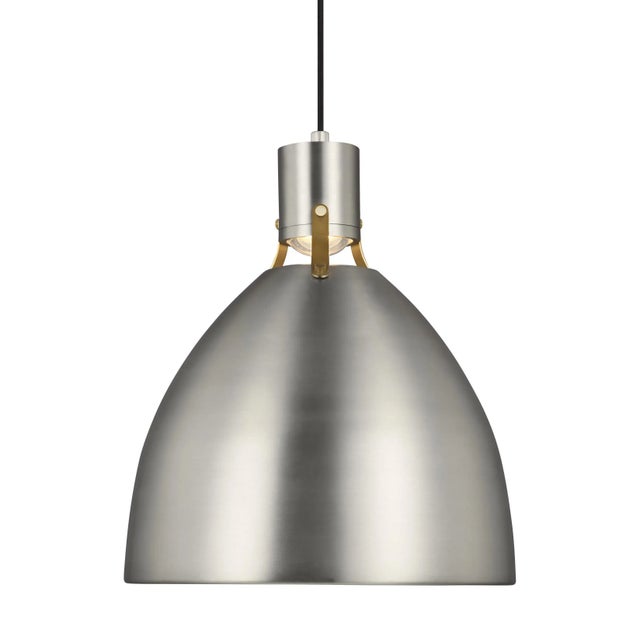 Gray Sean Lavin by Visual Comfort Studio Brynne Medium LED Pendant, Satin Nickel For Sale - Image 8 of 10