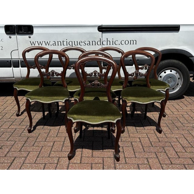 Mahogany Balloon Back Dining Chairs, Set of 8 For Sale - Image 3 of 10
