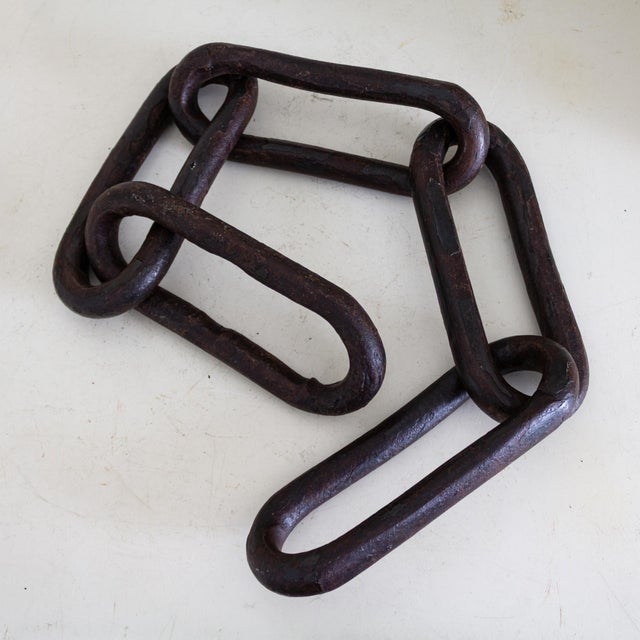 Primitive Hand Forged Iron Logging Chain or Ship Anchor Chain For Sale - Image 13 of 13