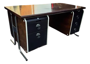 Bauhaus Rosewood Veneer and Tubular Chrome Executive Desk, 1970s