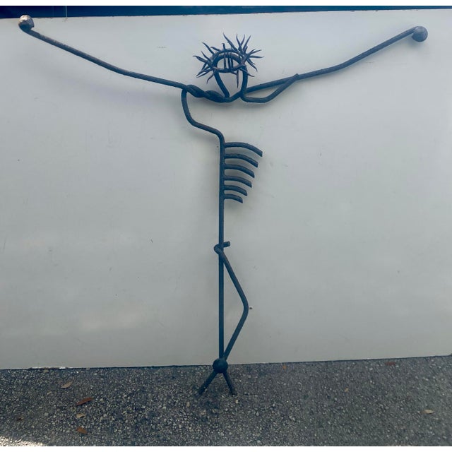 1950s Brutalist Style Metal Sculpture of Crucifixión Figure For Sale - Image 12 of 12
