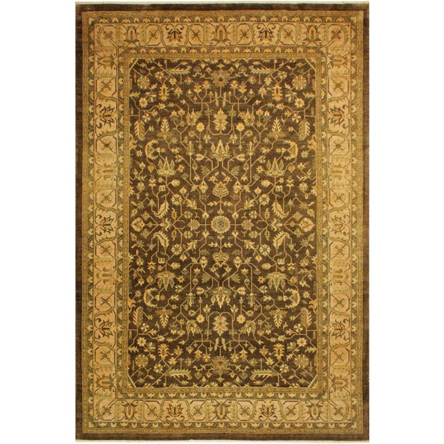 1980s Boho Chic Kafkaz Brown/Tan Wool Rug - 9'9 X 13'10 For Sale