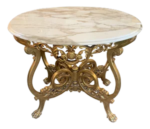 Rococo Carved Gilt Wood and Marble Console Table