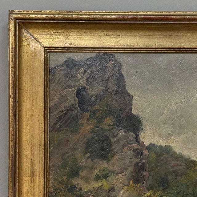 Dark Green Framed Oil Painting on Panel by Laurent Souky (1914–2005), 'Rochers Des Nutons' For Sale - Image 8 of 18