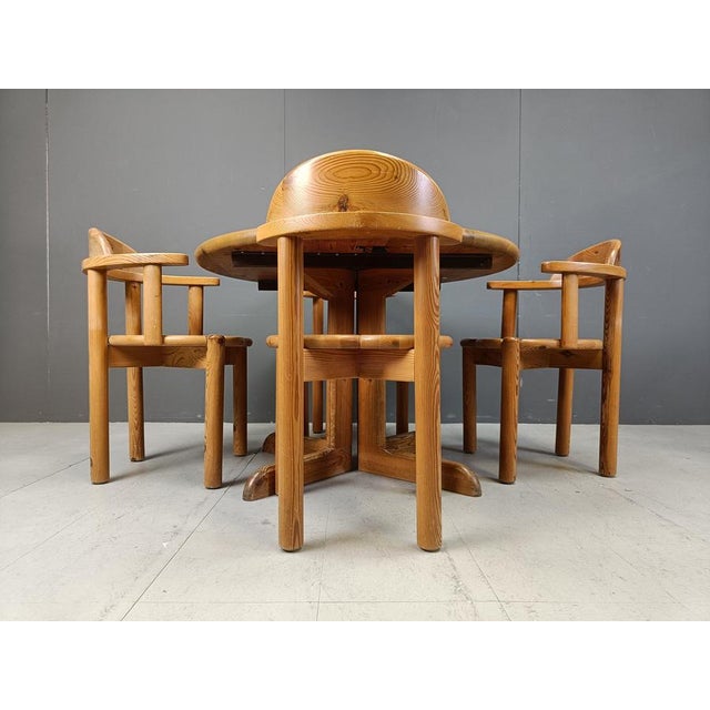 Wood Pine Wood Dining Set by Rainer Daumiller for Hirtshals Savvaerk, 1980s, Set of 5 For Sale - Image 7 of 12