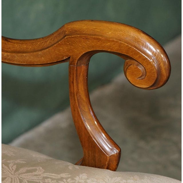 Wood Antique French Walnut Armchair with Silk Damask Upholstery, 1880s For Sale - Image 7 of 17