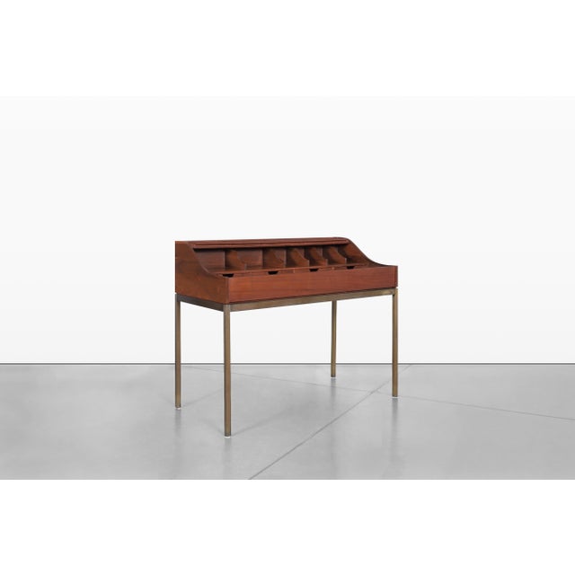 Mid-Century Walnut Roll-Top Desk by John Kapel for Glenn of California For Sale - Image 9 of 14