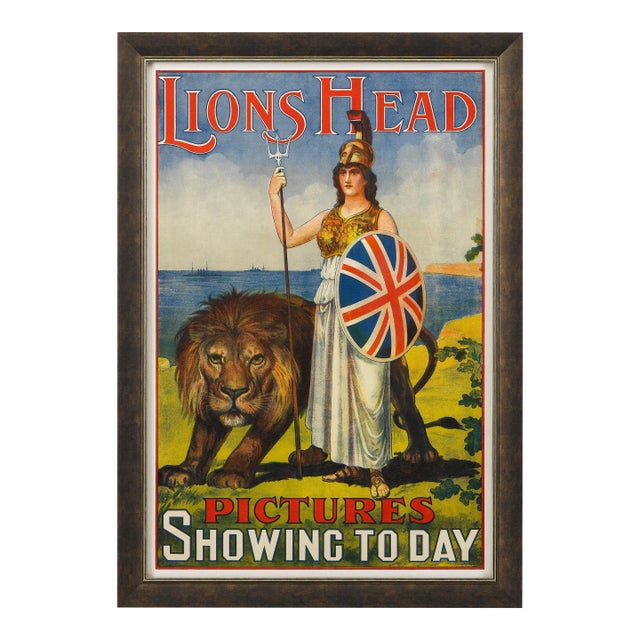 "Lions Head / Pictures Showing Today" Cinematic Poster, Circa 1911 For Sale