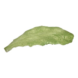 Mary Kirk Kelly Signed Cabbage Leaf Dish Alabama Studio Pottery Palissy Style For Sale