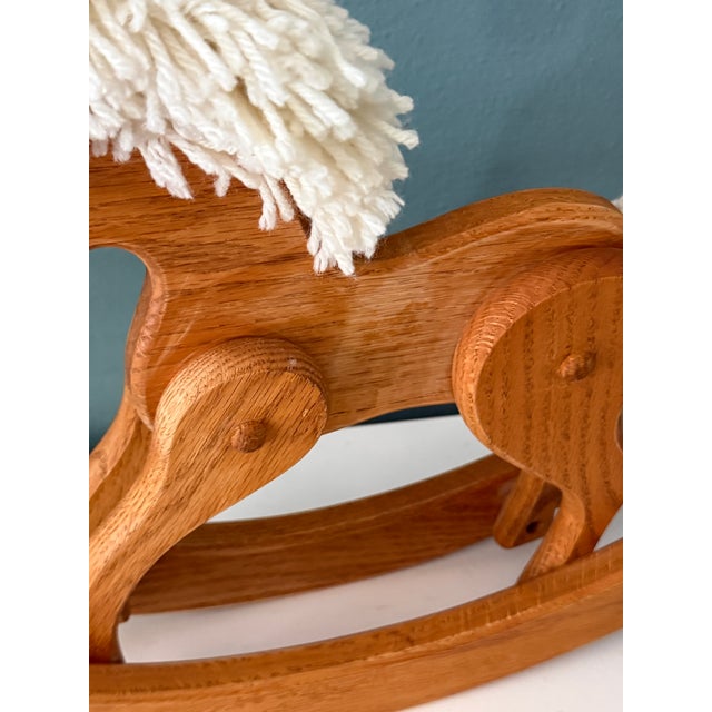 Vintage Wood Toy Rocking Horse Yarn Mane For Sale - Image 9 of 9