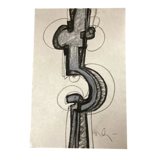 Contemporary Original Wayne Cunningham Abstract Pastel Drawing Signed