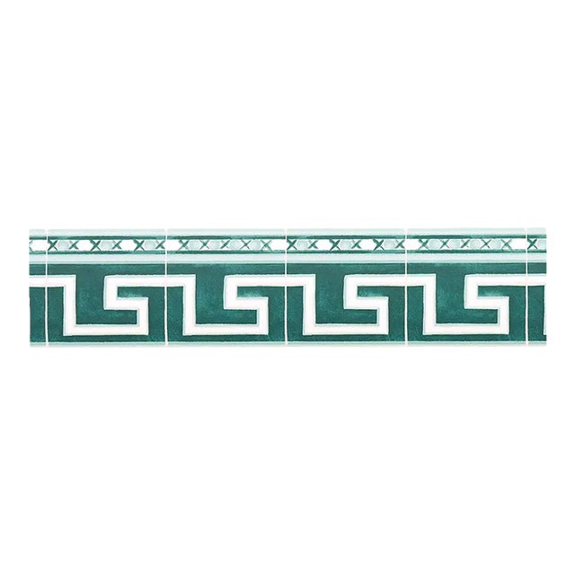 Sample - Schumacher X Mary McDonald Azulejos Border in Emerald For Sale